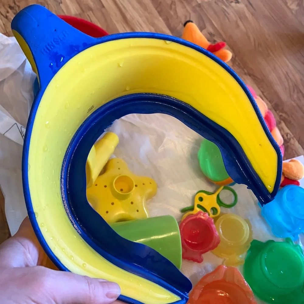 Lot of colorful toddler baby bath sand water table toys hair washing learning